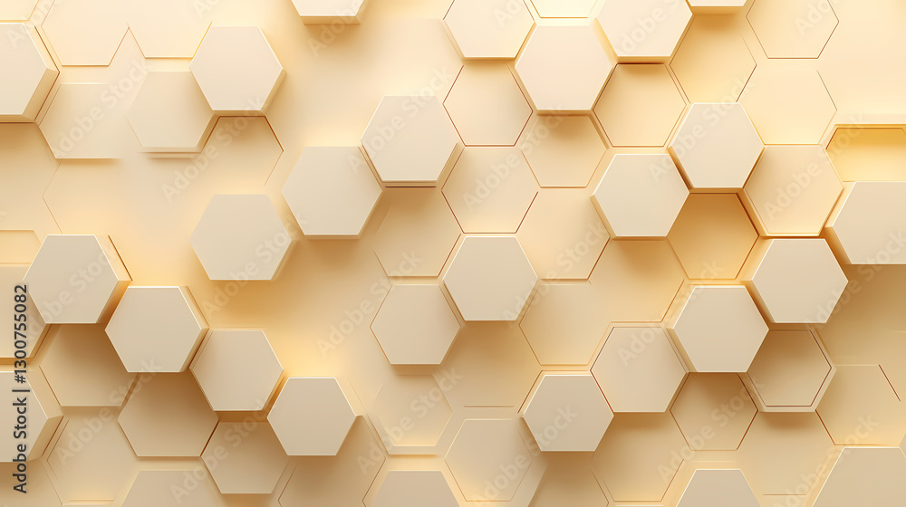 Poster yellow hexagonal abstract pattern