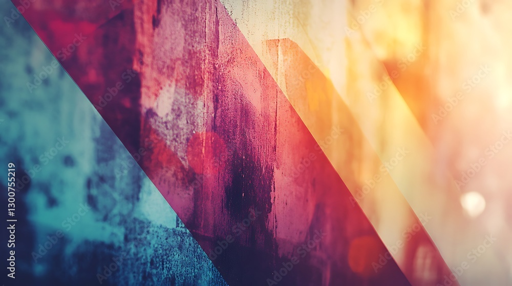 Poster a banner combining soft, blurred textures with sharp geometric overlays for a contrasting look