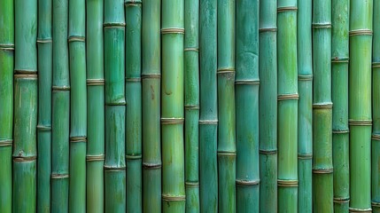Fototapeta premium Close-up of vibrant green bamboo stalks, textured surface, natural background.