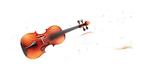 Fototapeta premium Beautiful violin in mid-air surrounded by musical notes for artistic design and celebration of music, cut out