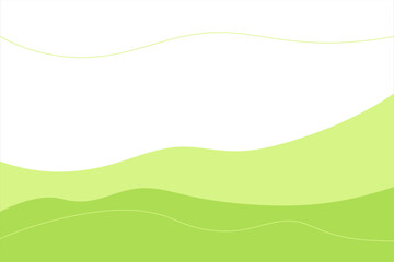 Minimalistic modern green wavy abstract background. Panoramic dynamic landscape of hills and mountains. Graphic vector illustration, flat design. Design element, banner, poster, cover