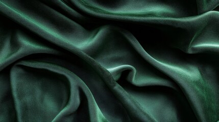 Fototapeta premium Luxurious green velvet fabric with elegant draping