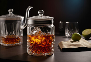 Close-up of the drink in the container on the table