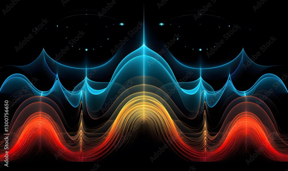 Aufkleber showing an abstract of wave with red and blue line. abstract red background