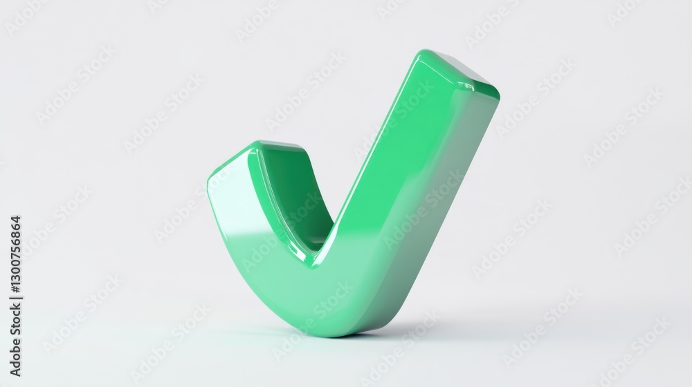 Poster 3d render of a green check mark on white background