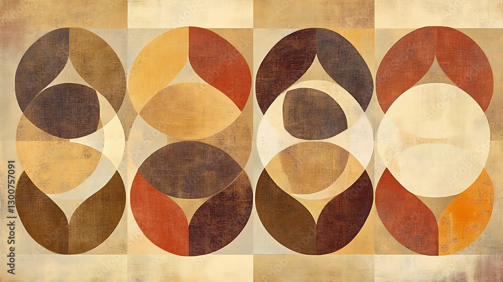 Aufkleber a banner featuring repeating geometric patterns of interlocking circles and triangles in muted earth
