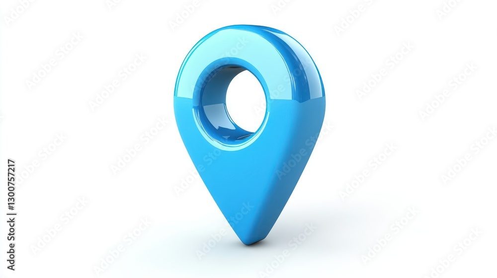 Poster glossy blue map pointer: 3d location marker icon