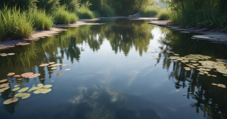 Ripples on a pond with watercolor brushstrokes,  soft focus,  watery surface