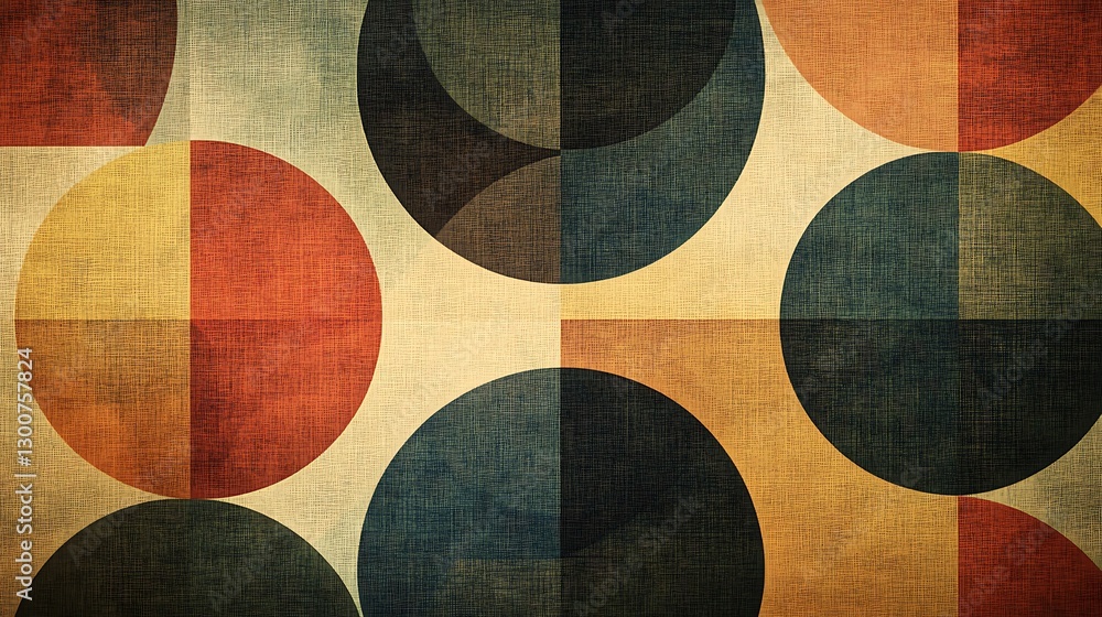 Aufkleber a banner featuring repeating geometric patterns of interlocking circles and triangles in muted earth