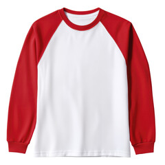 PNG Oversized Red And White Raglan Blank Longsleeve T-shirt Mockup Isolated On Transparent Background