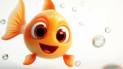 Happy goldfish swimming in water