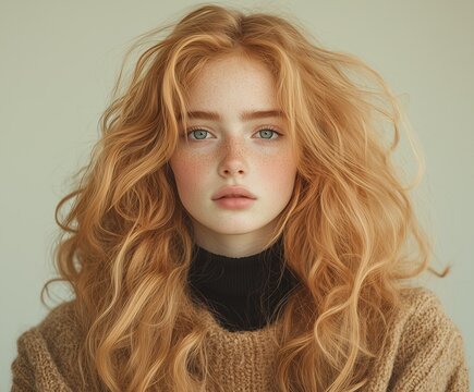 portrait of a curly hair woman