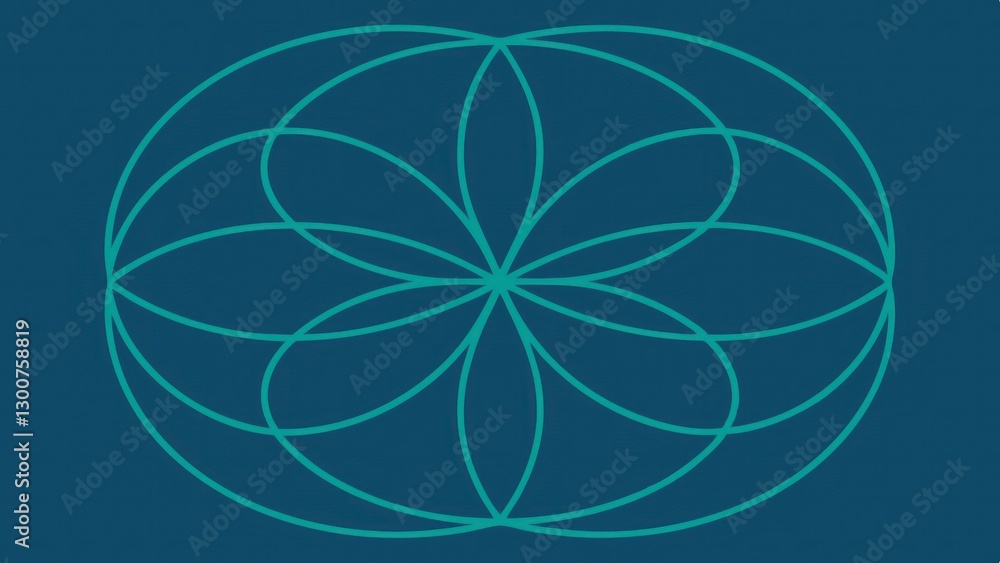 Poster abstract pattern of intersecting lines in teal color on blue background