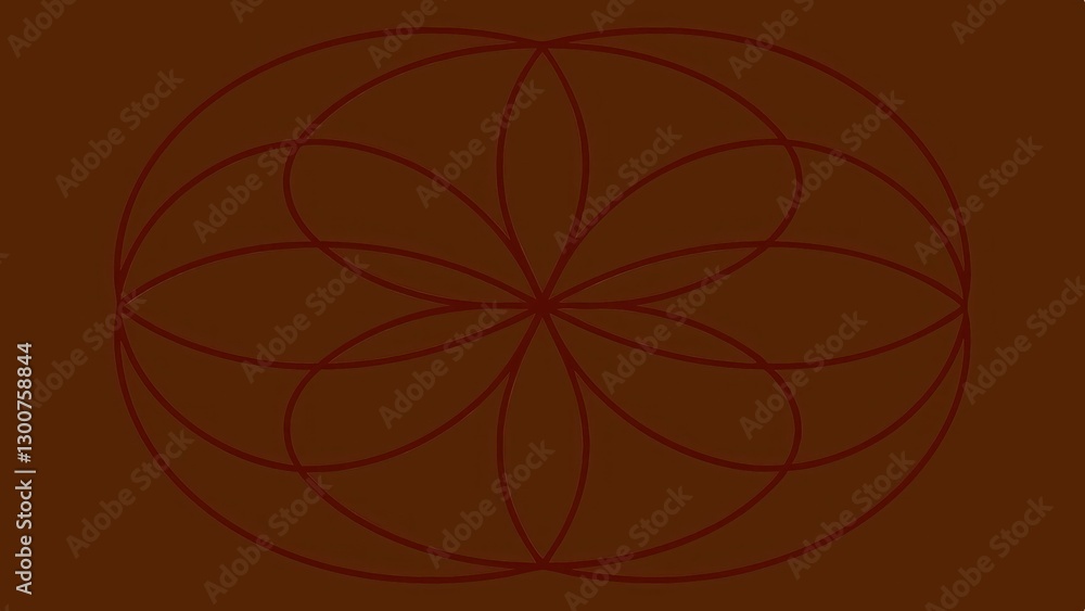 Poster an abstract design with intertwined geometric shapes against a brown background