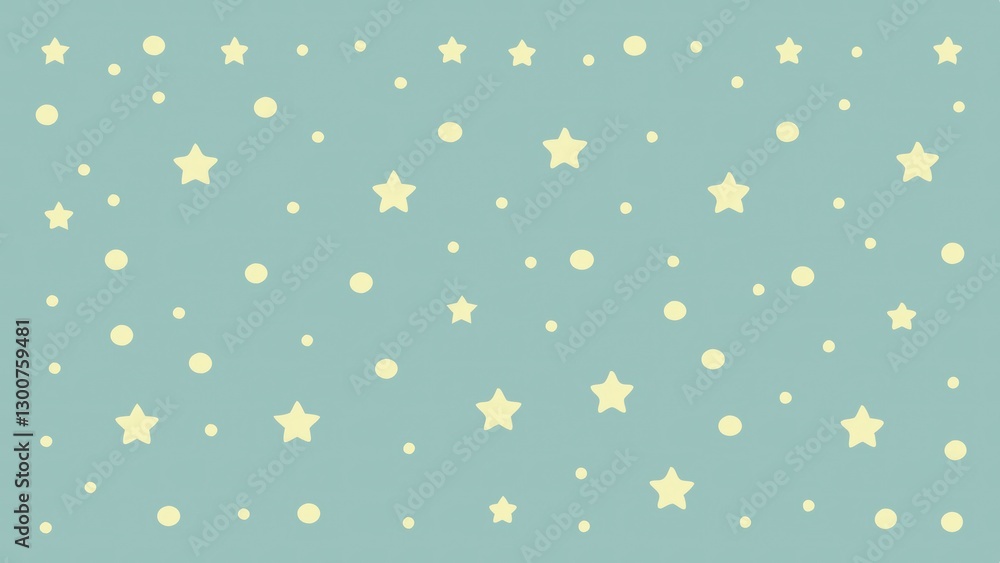 Poster a dreamy star and dot pattern in a soft blue. this seamless design creates a calming and whimsical b
