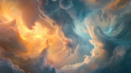 A calming banner with swirling abstract clouds in pastel tones, evoking a serene sky at sunset