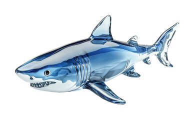 Fototapeta premium Realistic glass sculpture of a shark showcasing craftsmanship and attention to detail in design for display or collection, cut out