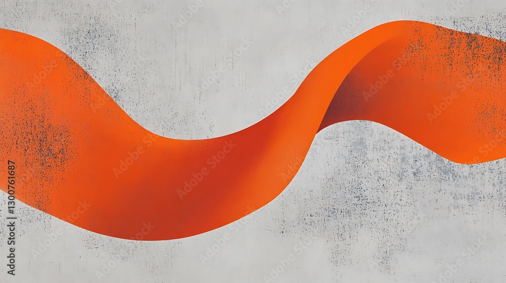 Poster a clean banner with a single abstract shape in bold orange, floating on a textured gray background
