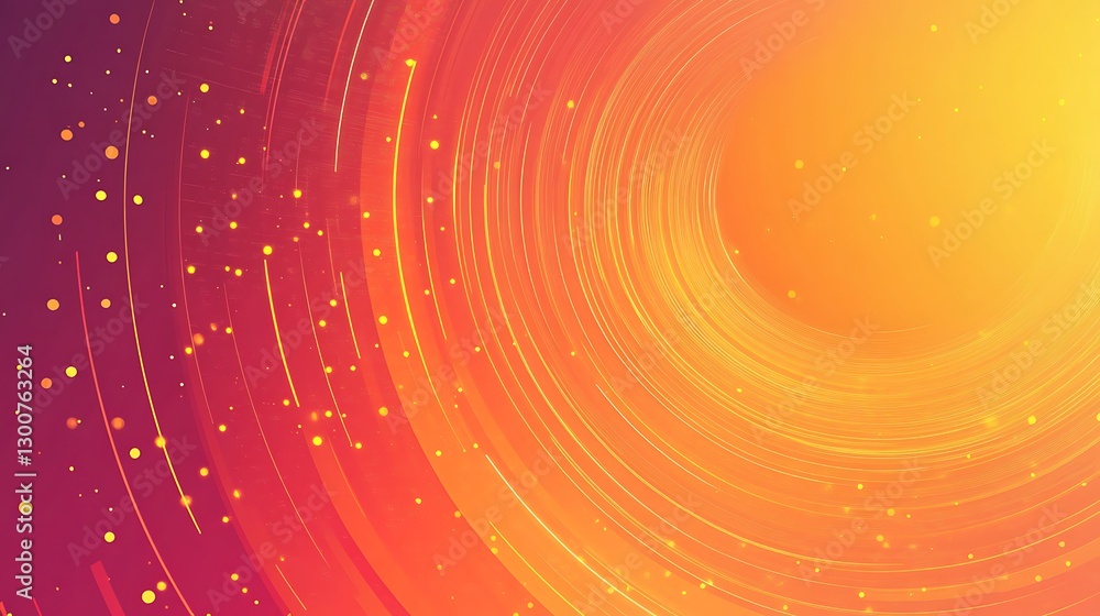 Aufkleber a colorful abstract banner featuring a radial gradient burst from deep orange to yellow with subtle 