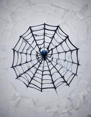 Obraz premium Minimalist web icon set featuring a stylized black and blue spider web design , tech symbols, digital artwork, black web