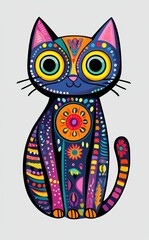 Fototapeta premium Joyful Multicolored Cat Pixel Art Illustration