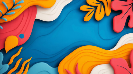 Obraz premium Abstract layered paper waves in bright colors.