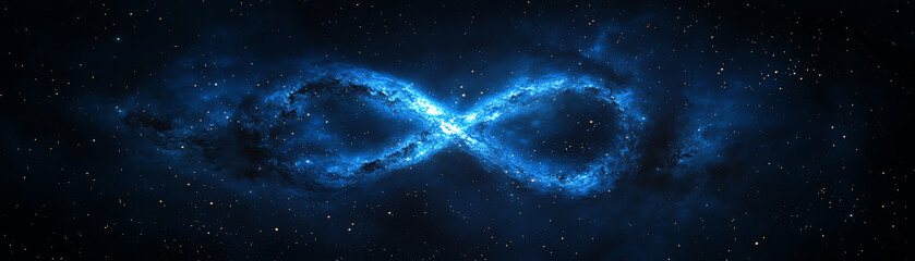 Infinite cosmos with swirling blue energy.