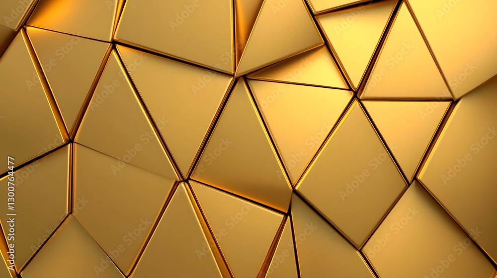 Poster overlapping golden triangles in elegant modern abstract design