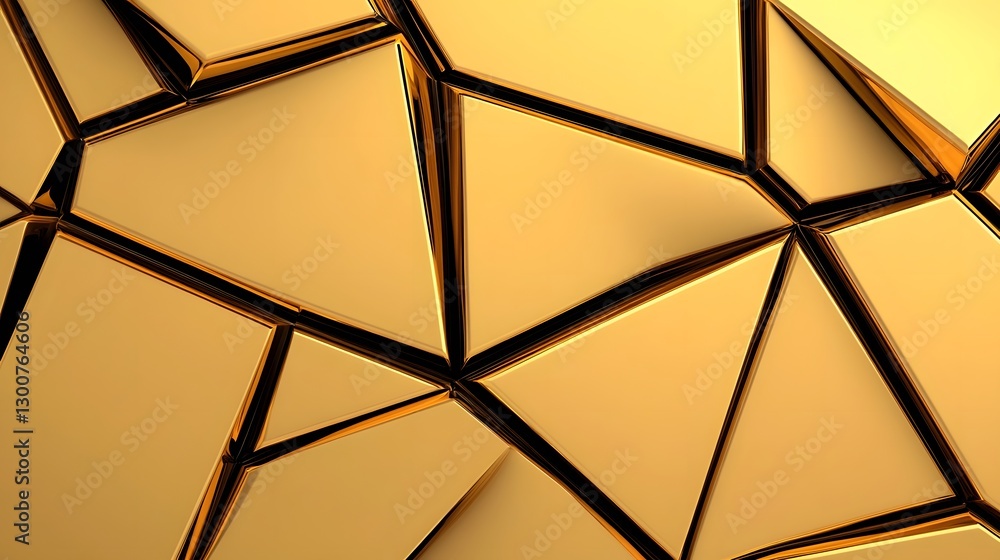 Poster elegant geometric golden triangular abstract art overlapping shapes background