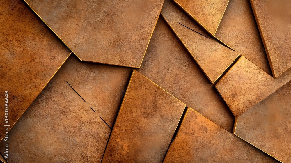 Aufkleber overlapping golden triangles in a modern elegant abstract design