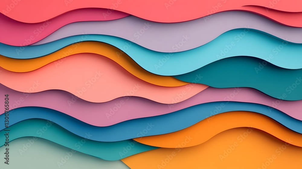 Aufkleber vibrant abstract layered paper cut texture with wavy colorful patterns