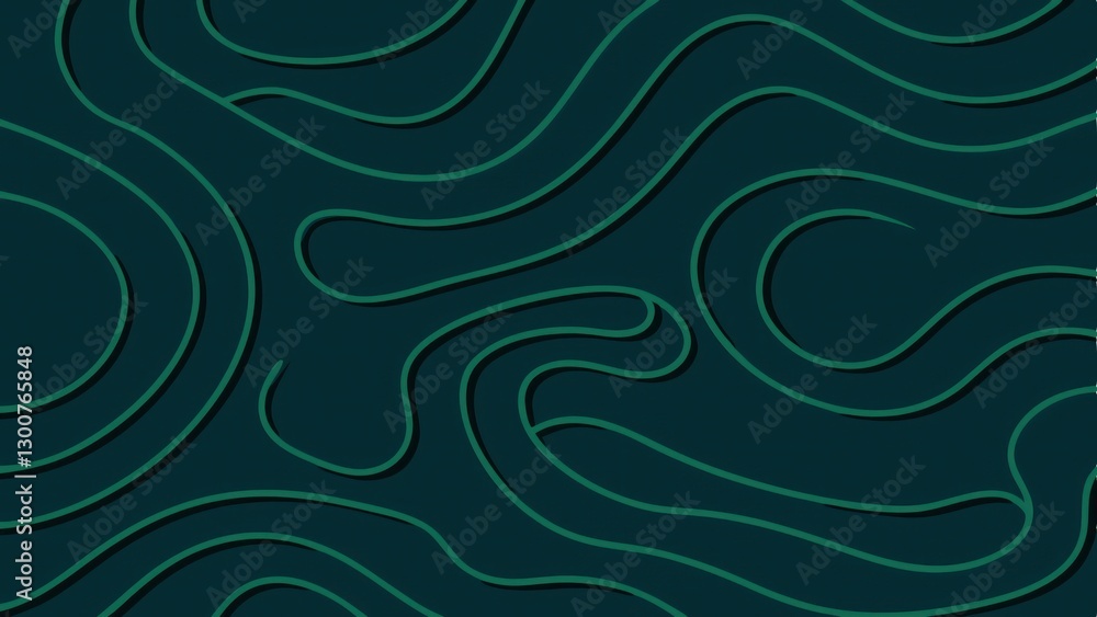 Aufkleber abstract design with a winding pattern in teal color on the dark green background