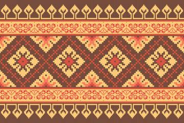 Traditional cross stitch needlework. Geometric Ethnic pattern