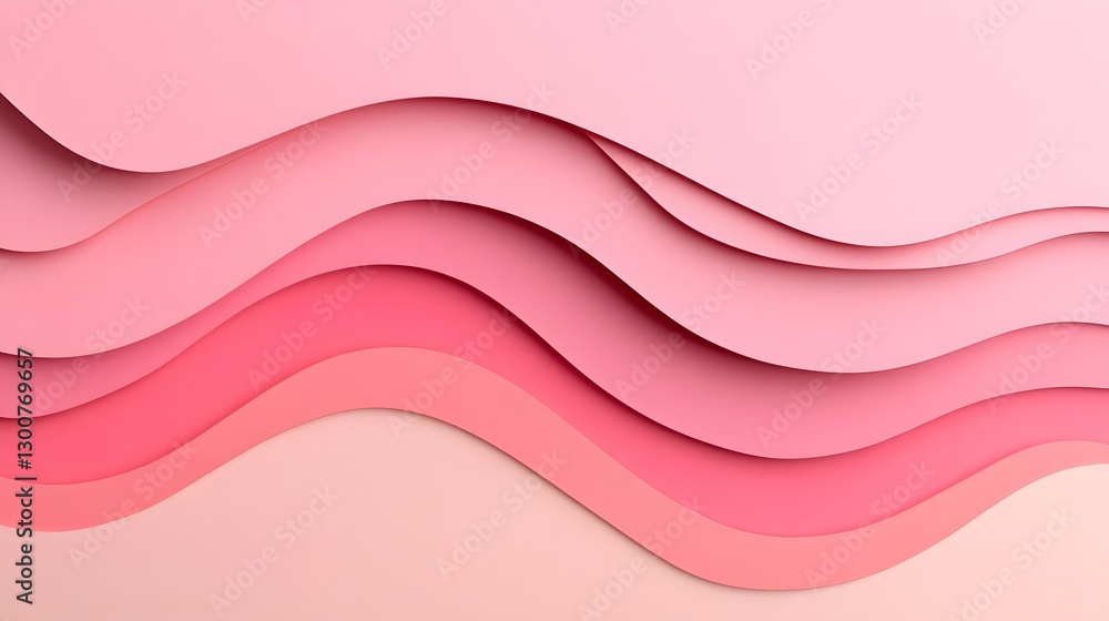 Poster soft pastel paper cut layers abstract minimal digital with wavy shapes and gradient colors