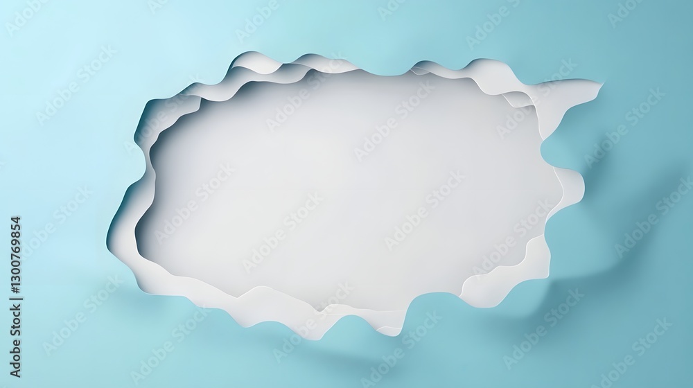 Poster minimalist 3d paper cut frame with blank center space and depth effect