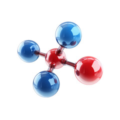 llustration of a red and blue hydrogen molecule, isolated on white background
