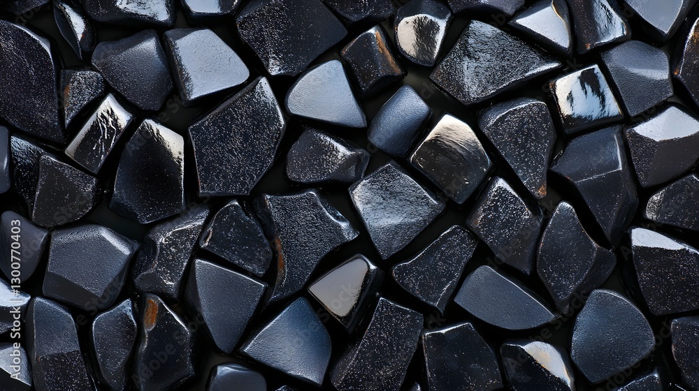 Poster gleaming obsidian mosaic:a sleek and mysterious backdrop