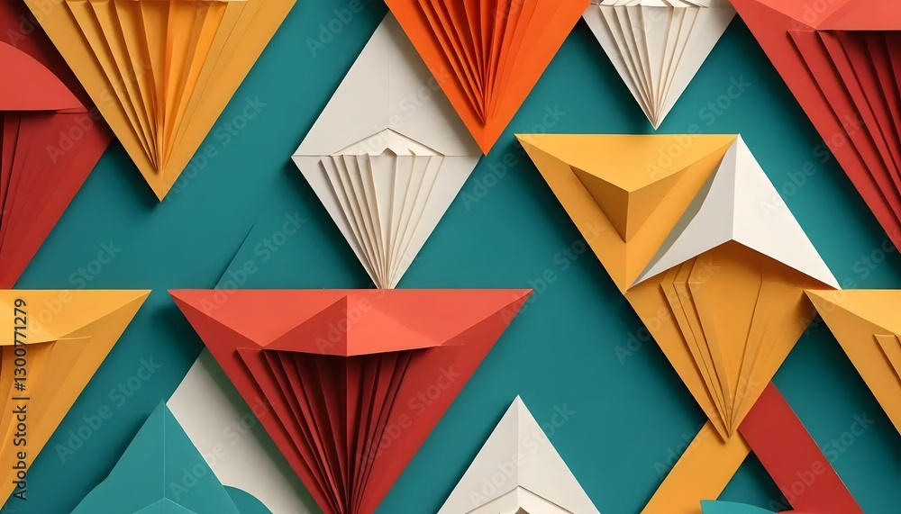 Poster abstract background with triangles | geometric origami wall art | abstract 3d paper fold design | co