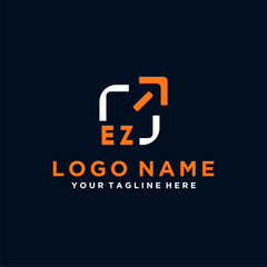 EZ initials minimal modern technology logo design
