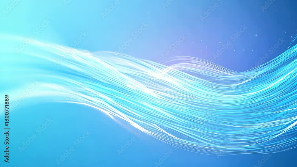 Poster futuristic digital connectivity with flowing blue light waves on gradient background