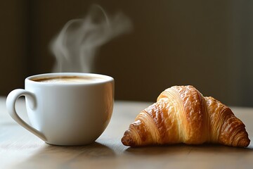 Warm Coffee and Buttery Croissant A Perfect Morning Treat