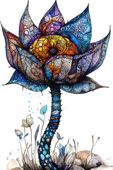 Fototapeta premium Majestic flower art showcased on ArtStation. Intricate Flower Design with Vibrant Colors and Whimsical Details