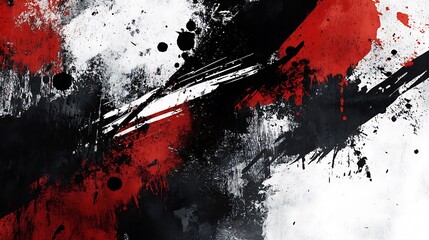 A grunge-inspired banner with rough textures and bold splashes of black, red, and white paint © Abubakar