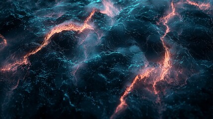 Dramatic Ocean Waves with Fiery Lighting and Textured Surface