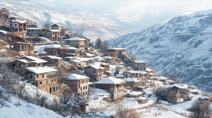 Obraz premium Winter Festivals in Rustic Village Settings