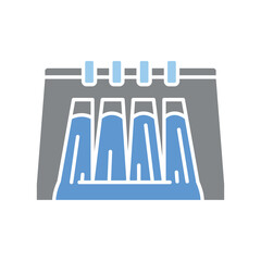 Hydroelectric power plant color line icon.