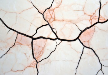 Abstract Cracked White Surface Texture with Black and Pink Veins