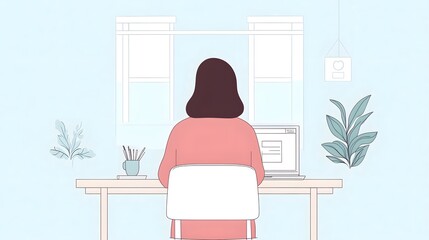 Woman Reviewing Purchase on Laptop in Modern Home or Office Setting