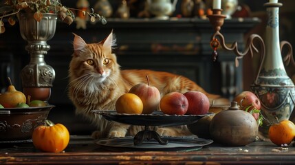 cat and apples photo