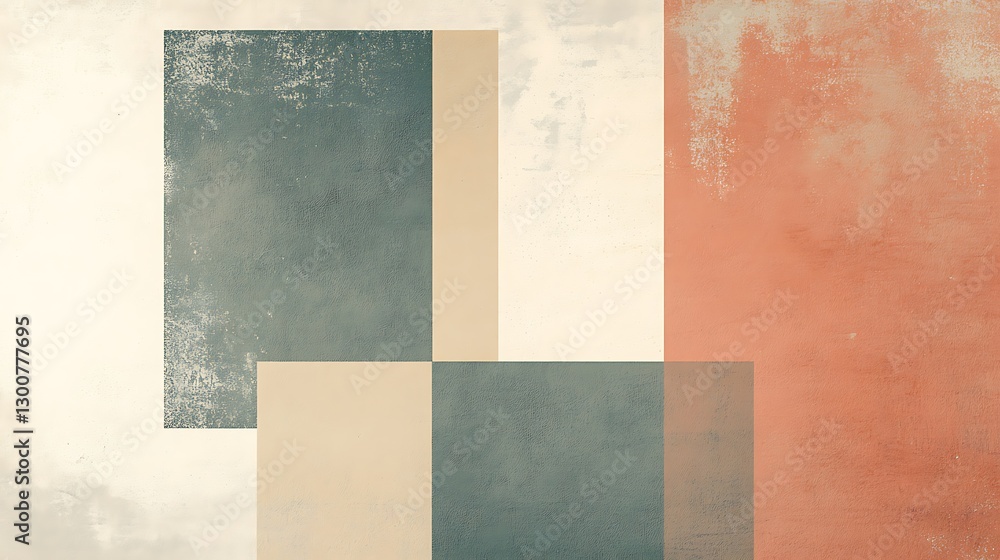 Aufkleber a minimalist banner with asymmetrical rectangles in muted pastel tones on a textured background for 
